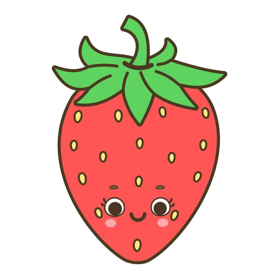 Cute cartoon strawberry illustration isolated on white background vector