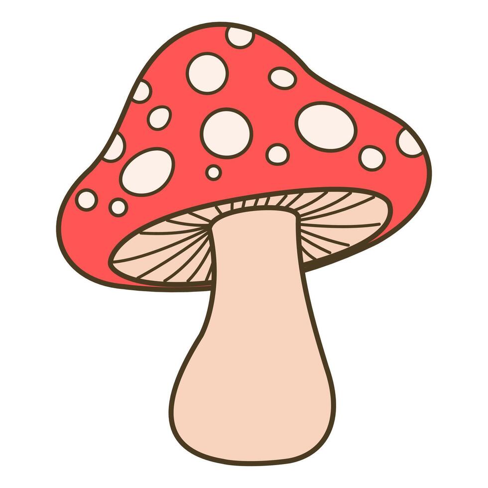 Cartoon red fly agaric mushroom illustration isolated on white background vector