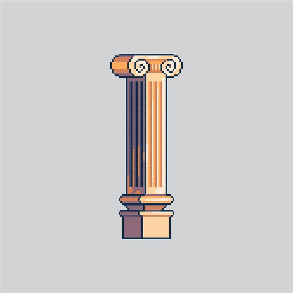 Antique Roman Greek Temple Pillar Pole Icon pixelated for the pixel art game and icon for website and game. old school retro. vector