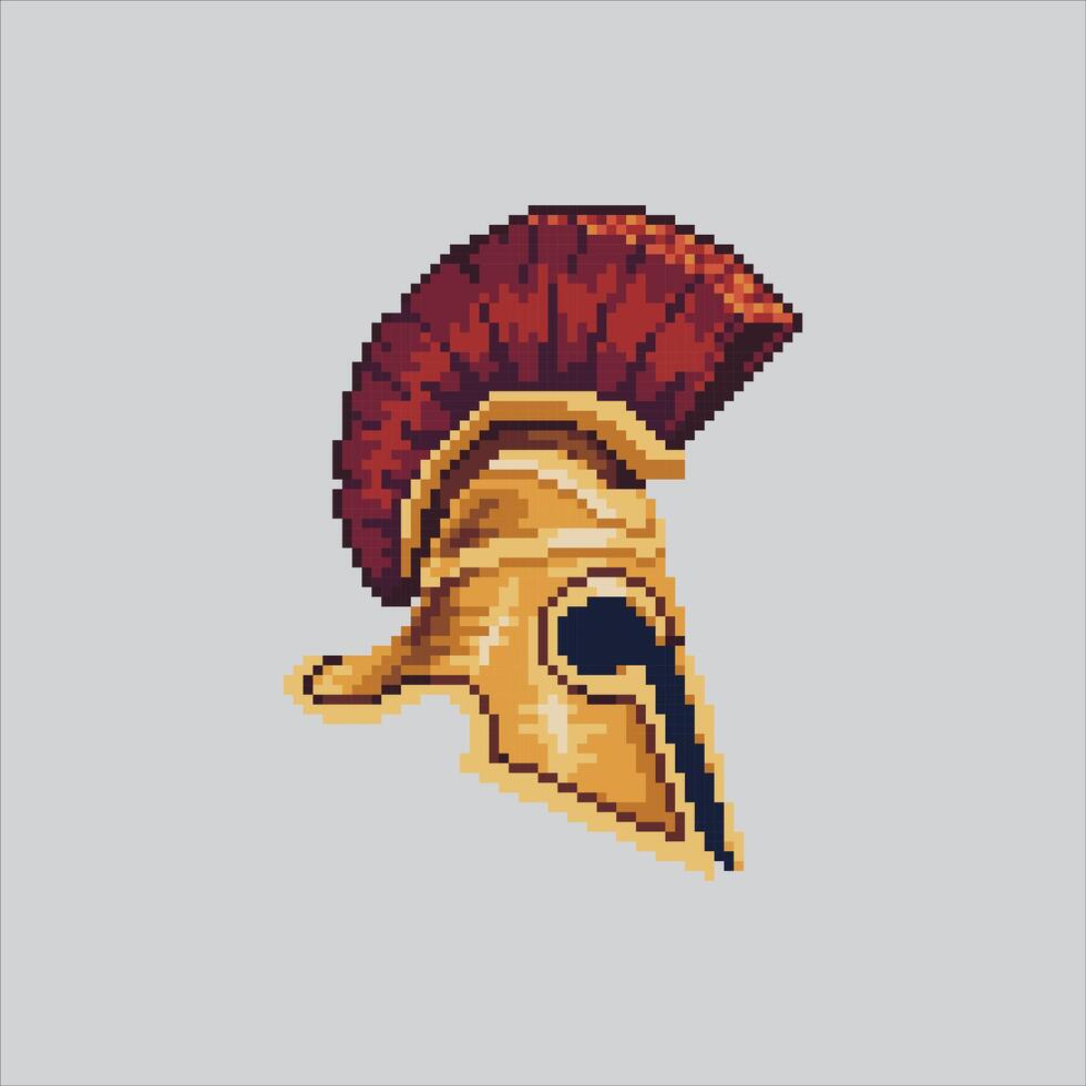 Roman Spartan Knight Gladiator Helmet Icon pixelated for the pixel art game and icon for website and game. old school retro. vector