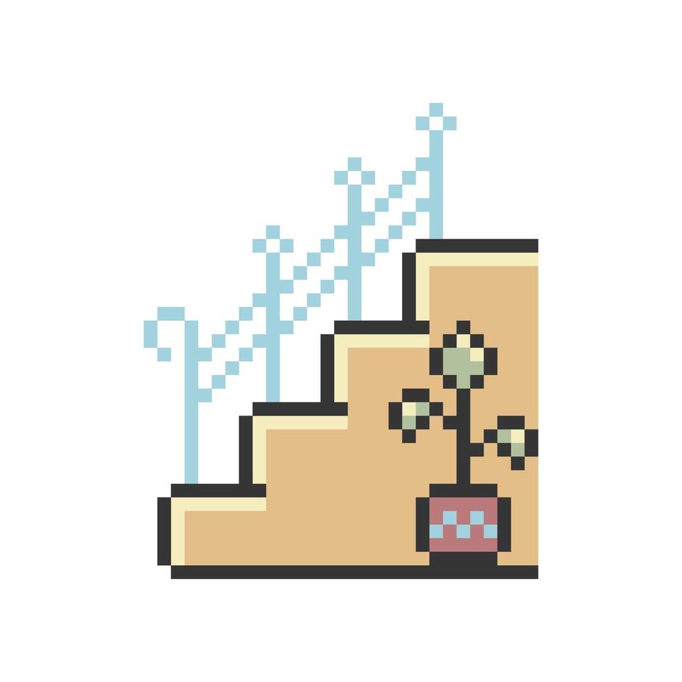 staircase pixel art vector