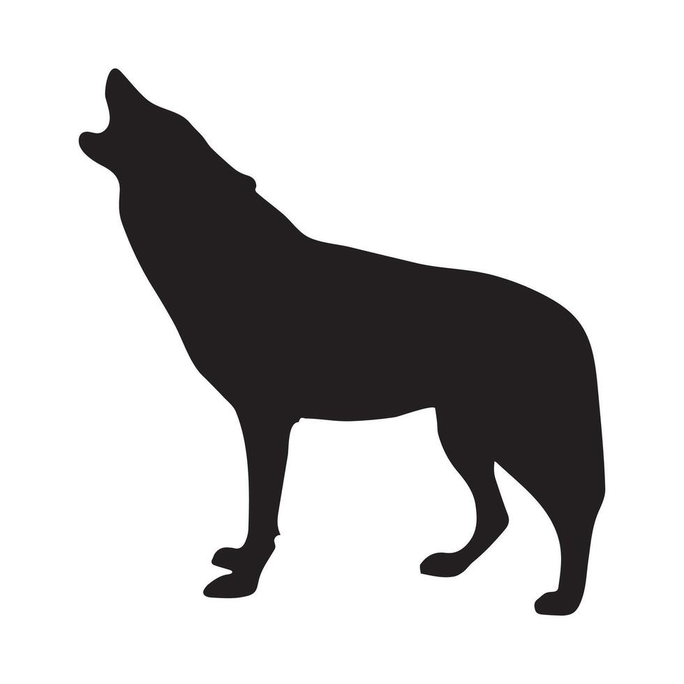 Howling Wolf Silhouette Isolated on White Background vector