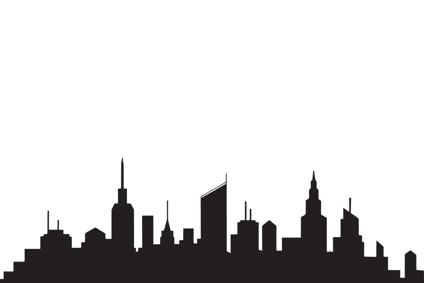 A majestic city skyline at twilight, a captivating silhouette of towering skyscrapers against a clear white sky, with subtle warm light accents. vector