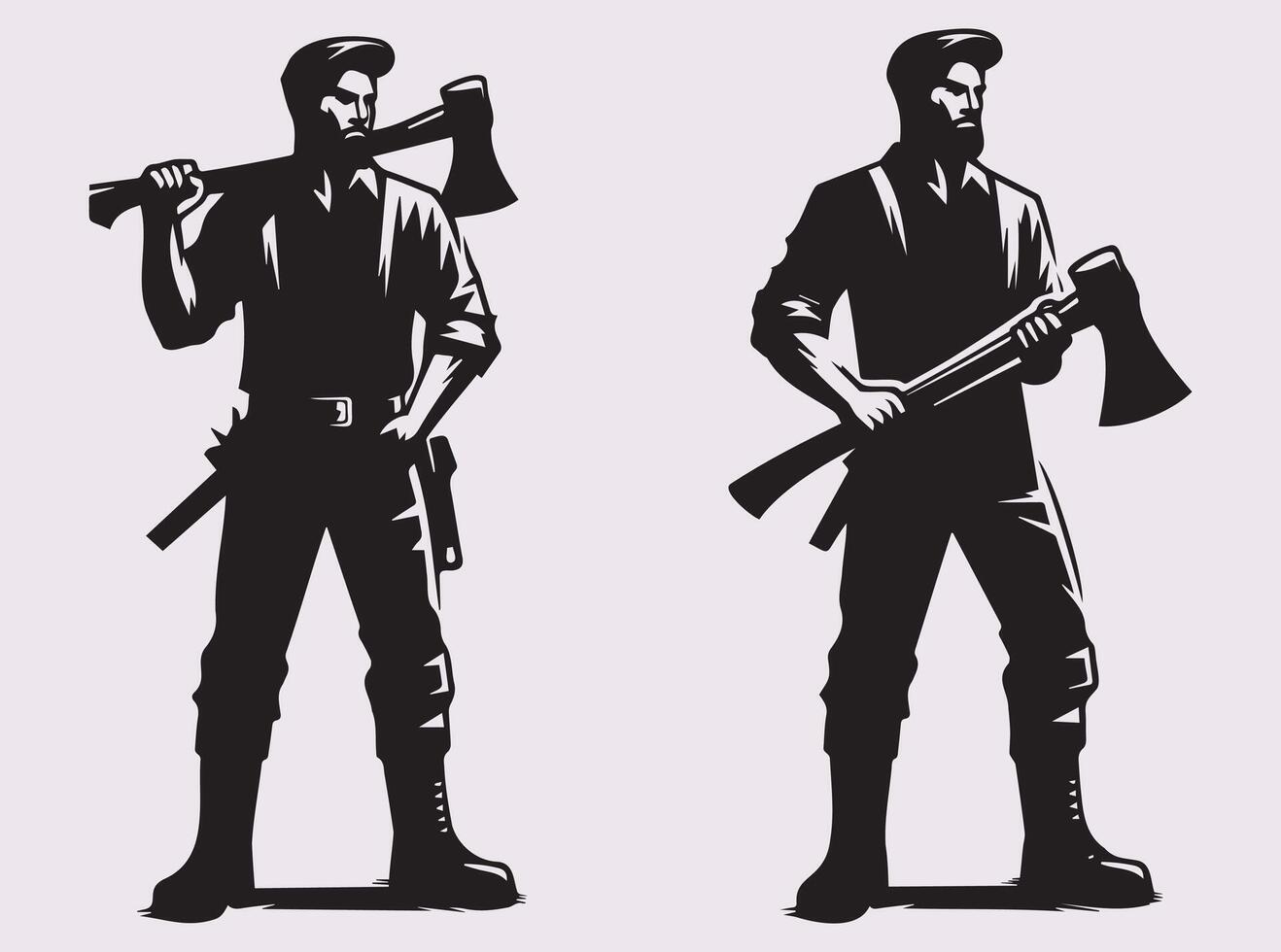 Black Human Form Silhouette Representing a Traditional Woodcutter vector