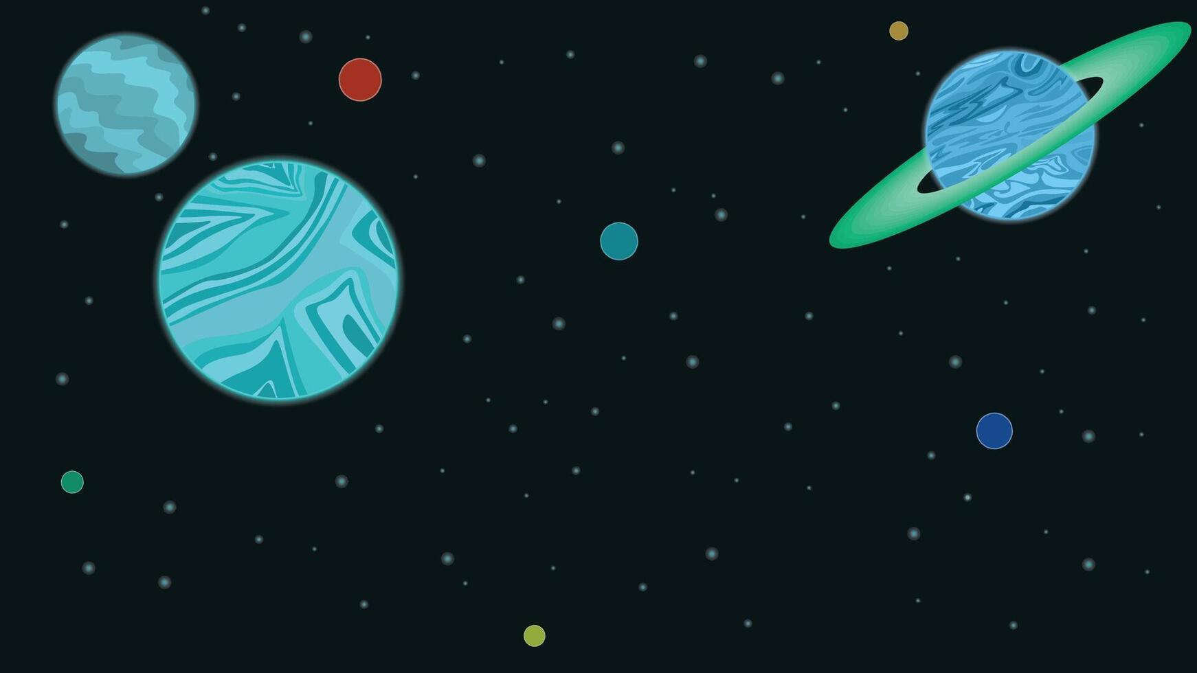 an illustration of planets and moons in space vector