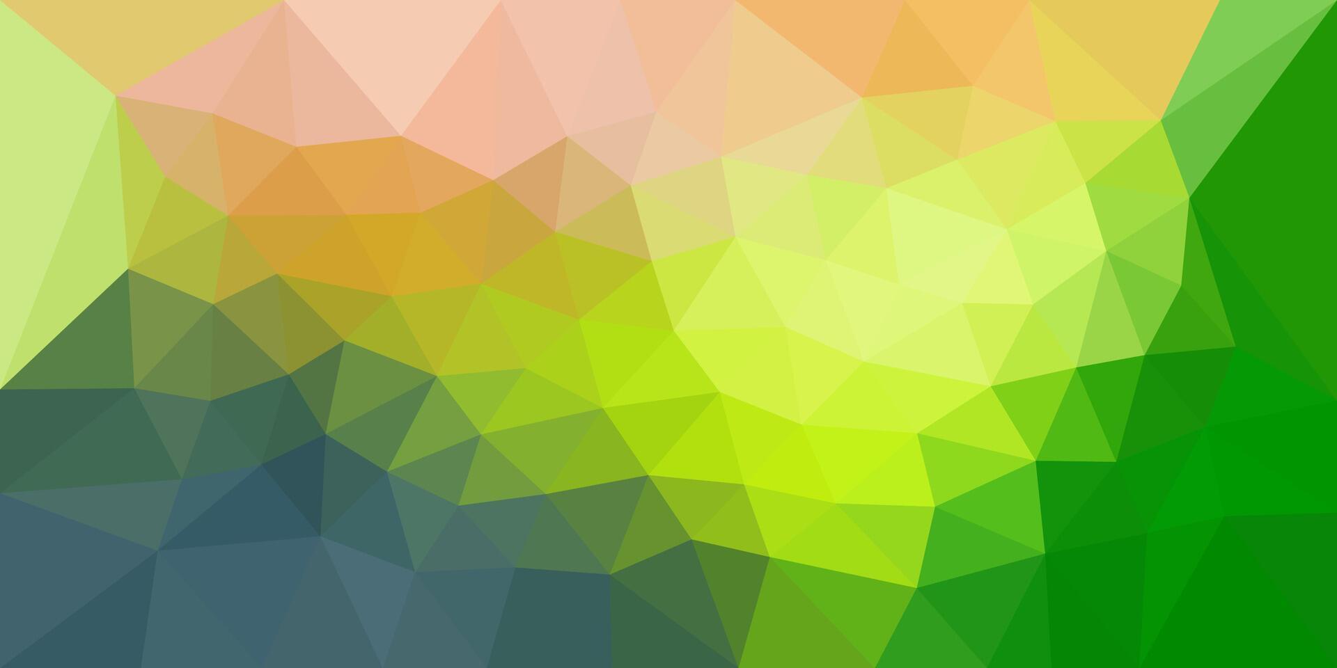 Vibrant low poly abstract background with green, yellow, and peach tones. A geometric design that blends cool and warm colors for a fresh, dynamic look. vector