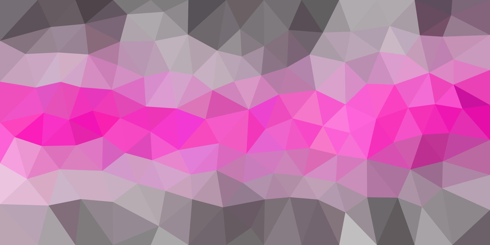 A low-poly abstract background with a vibrant horizontal band of pink hues contrasting with muted grays and whites in triangular facets. vector