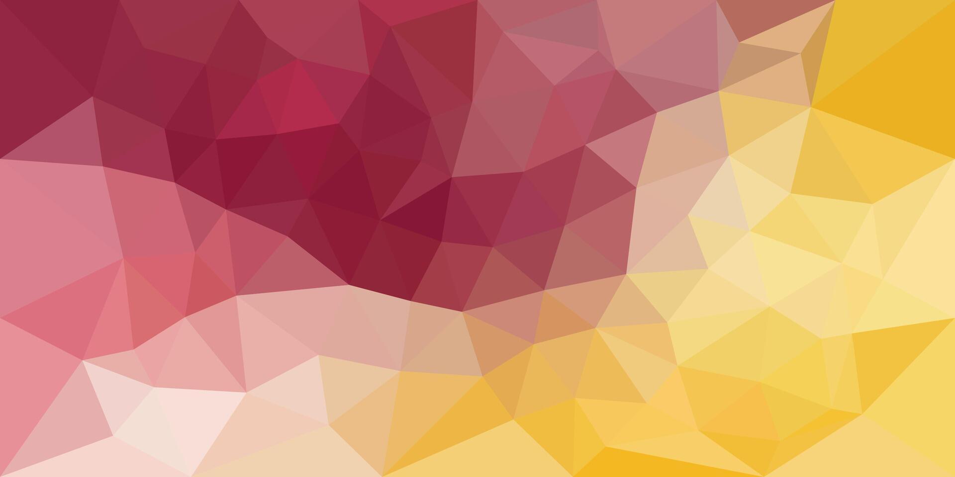 Geometric abstract with shifting hues of red, pink, and yellow in a polygonal mosaic. vector