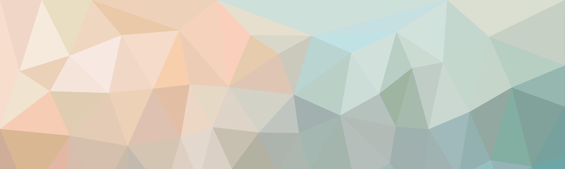 Soft pastel polygon background with a low poly design blending peach, beige, blue, and green tones. Ideal for modern design, presentations, or web use. vector