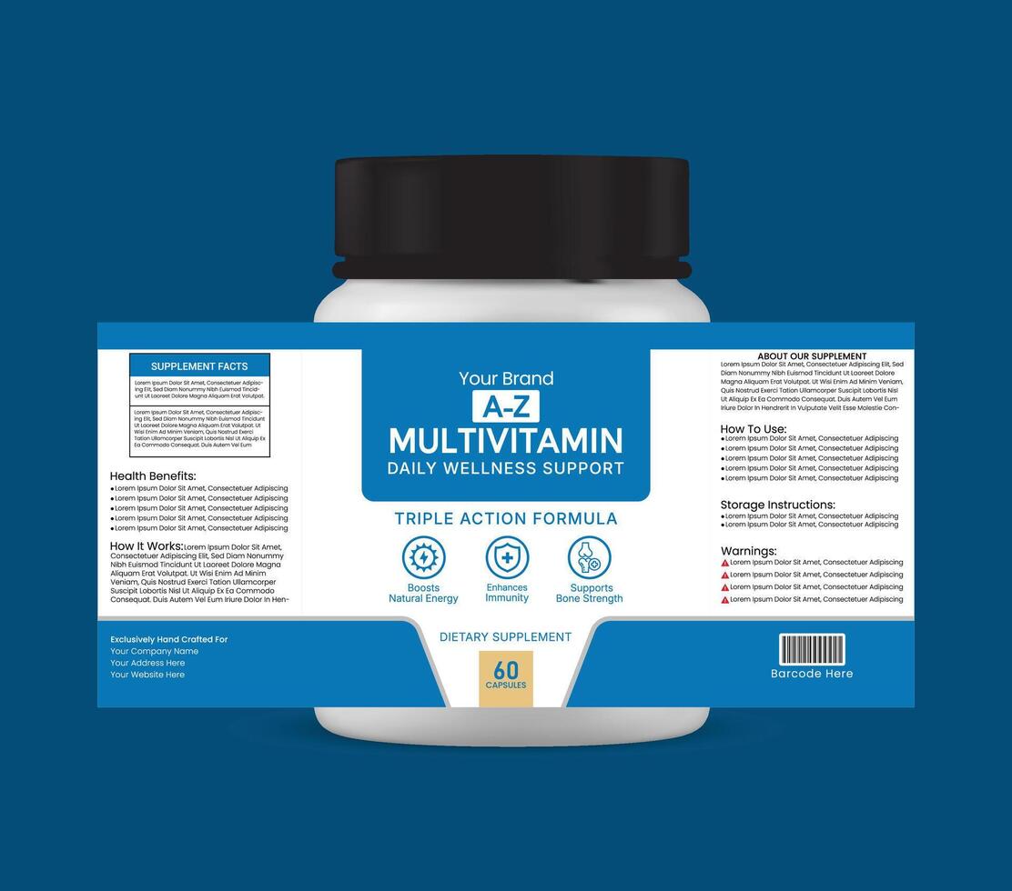 A-Z Multivitamin Supplement Label Design vector
