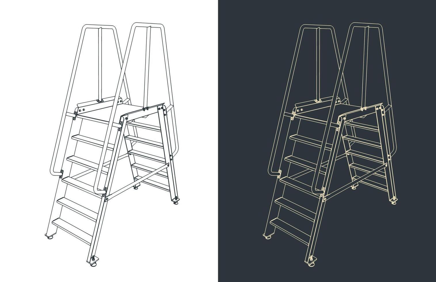 Service step ladder sketches vector