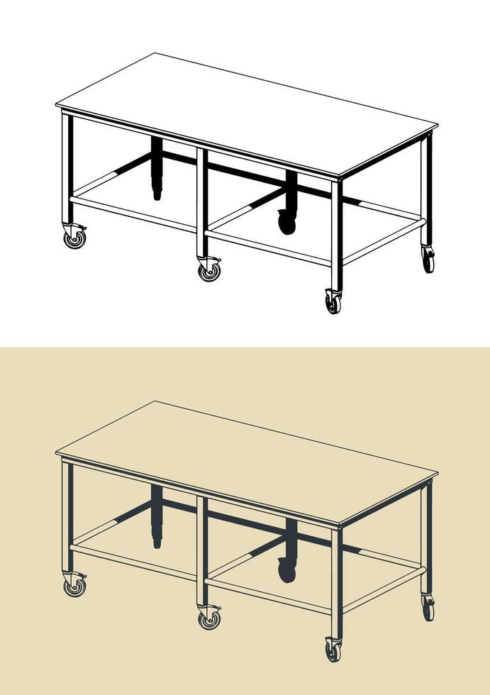 Rolling steel table illustrations vector