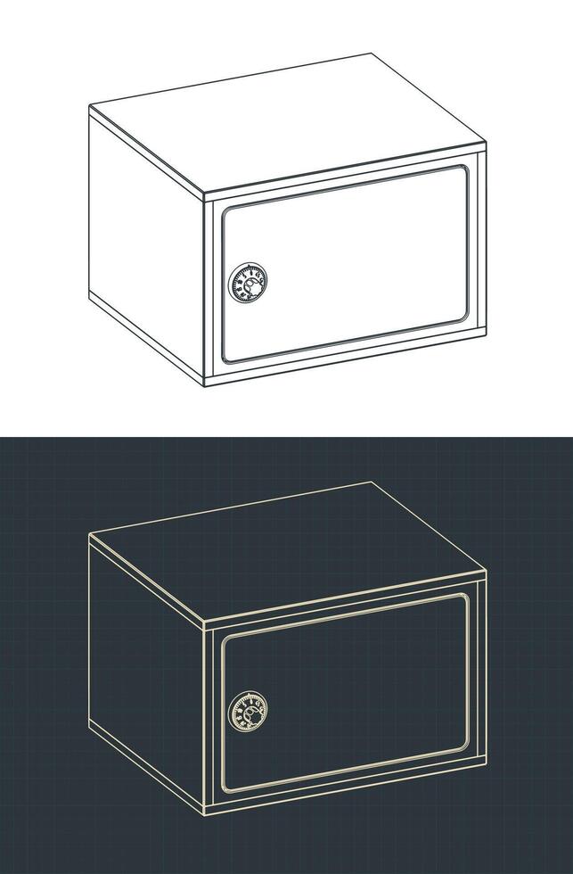 Small safe box blueprints vector