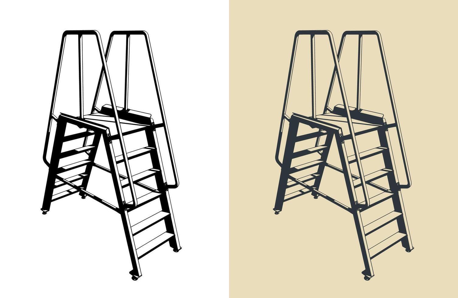 Service step ladder illustrations vector