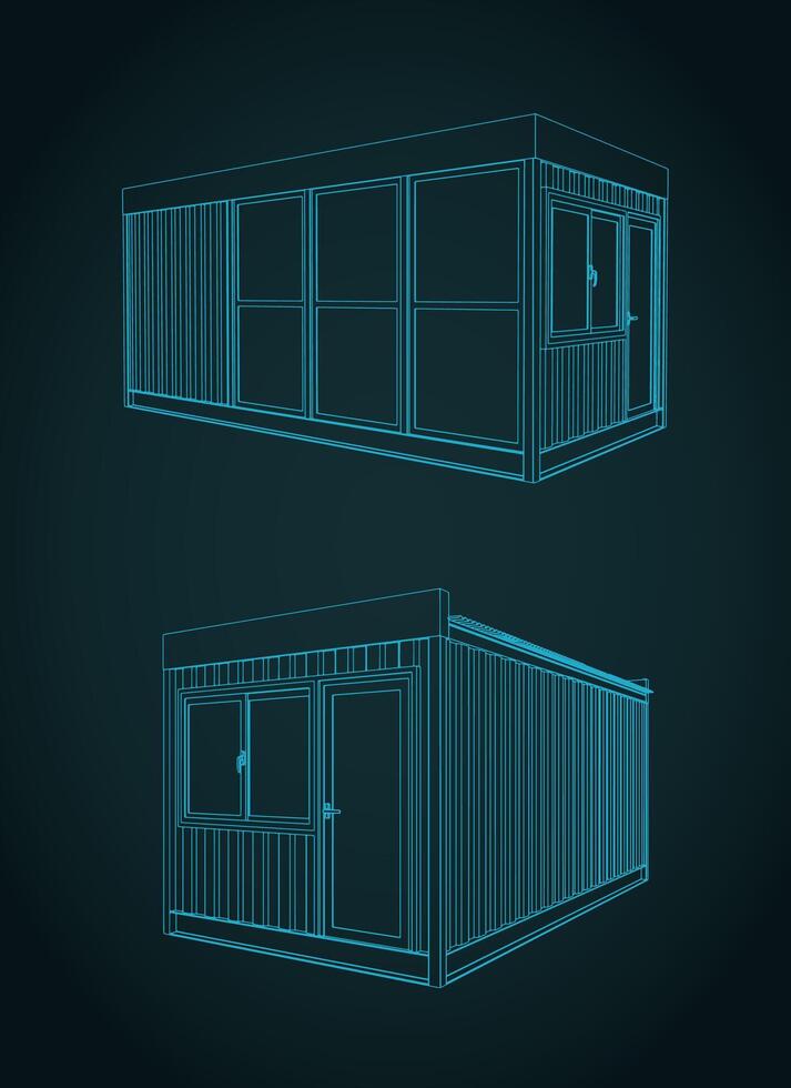 Container office drawings vector
