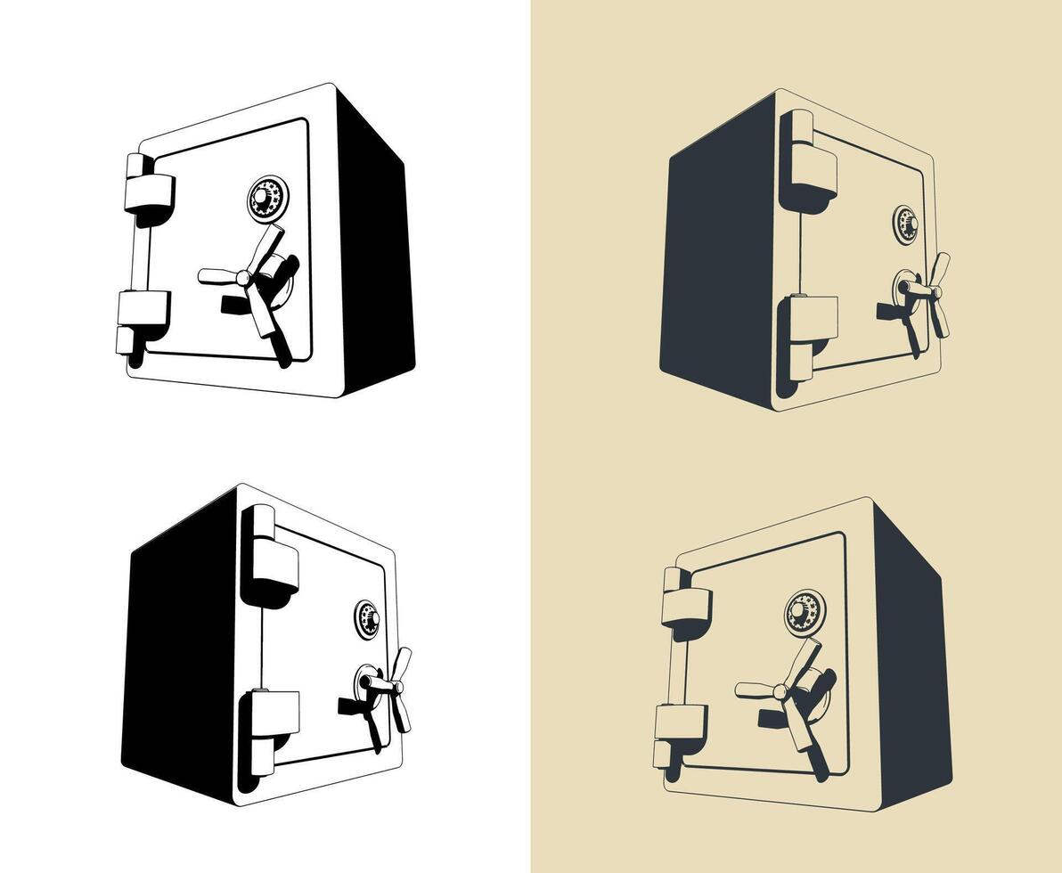 Classic safe box illustrations vector