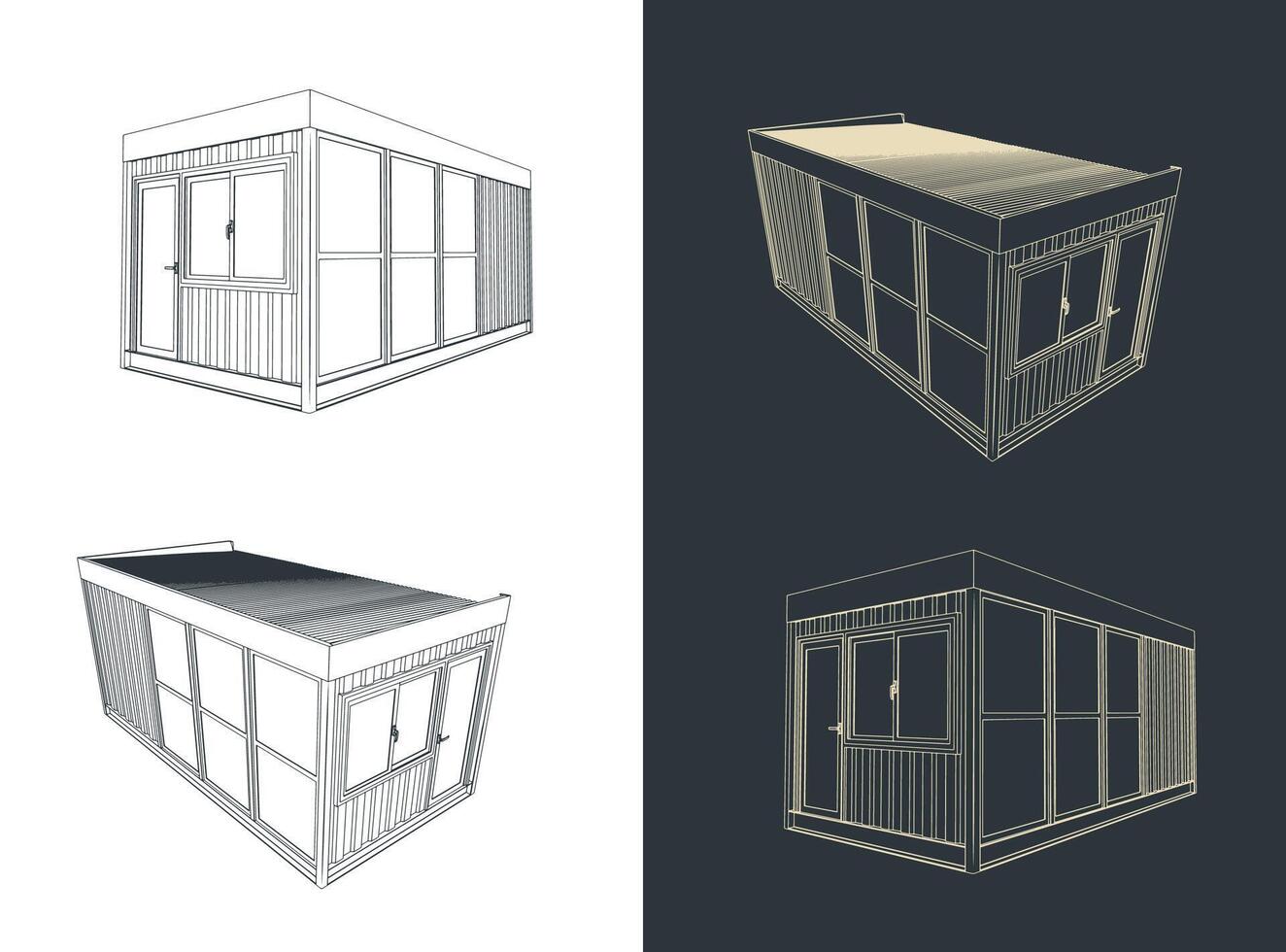 Portable container office drawings vector