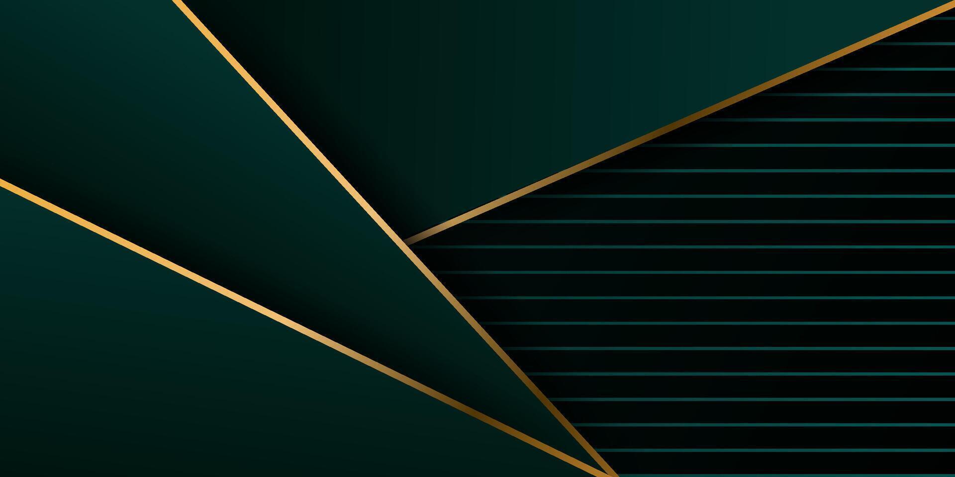 Abstract green overlapping background template with square paper cut pattern. Green background with shadow and gold line design. Eps10 vector