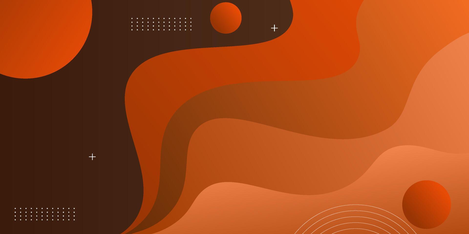 Abstract dark orange gradient 3D background. Simple wave shadow with circle pattern design. vector