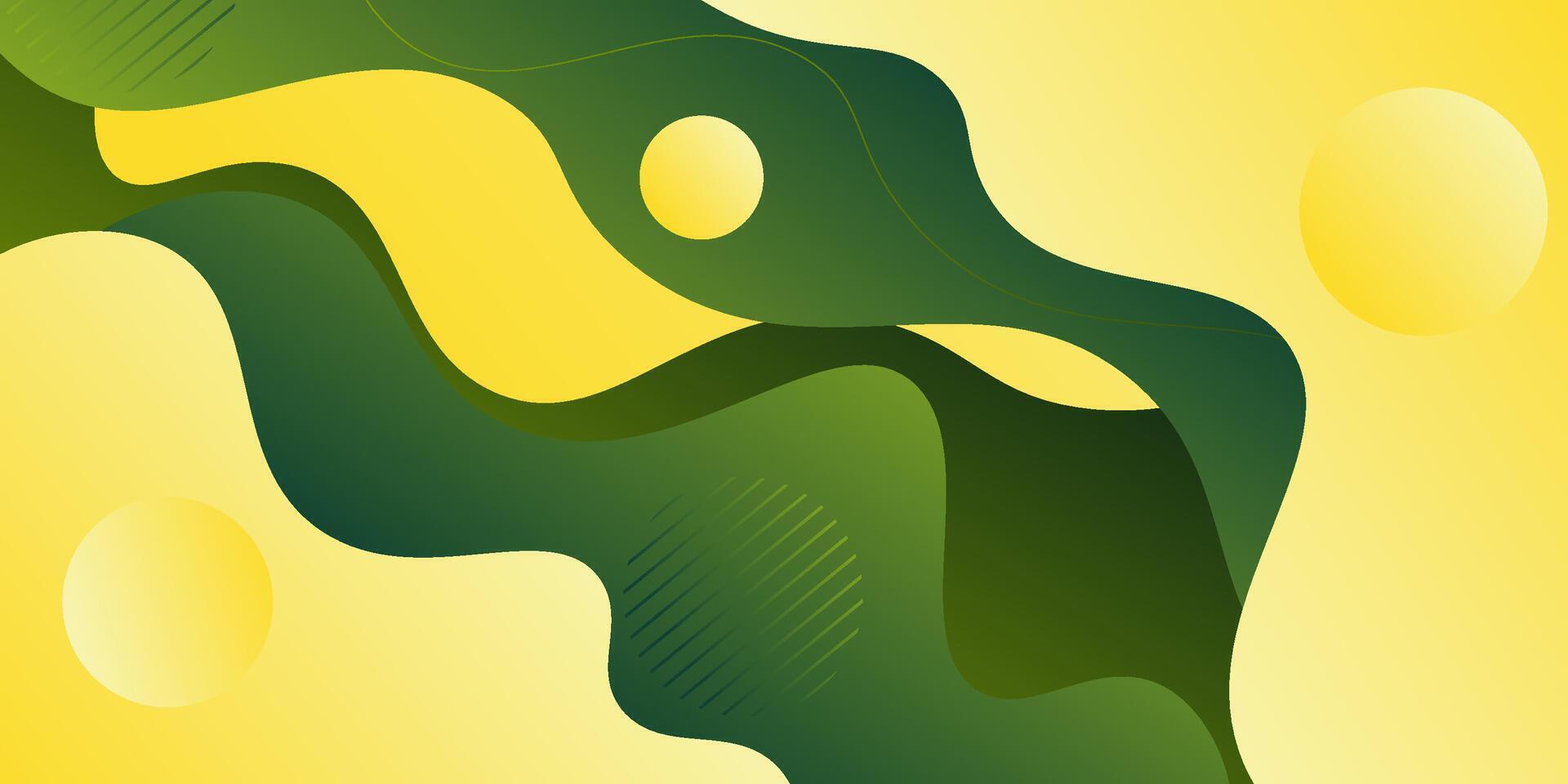 Abstract bright green and yellow background. Modern background design with dynamic Wave pattern. Fluid shape composition. Suitable for websites, banners, wallpapers, flyers, posters. eps10 vector