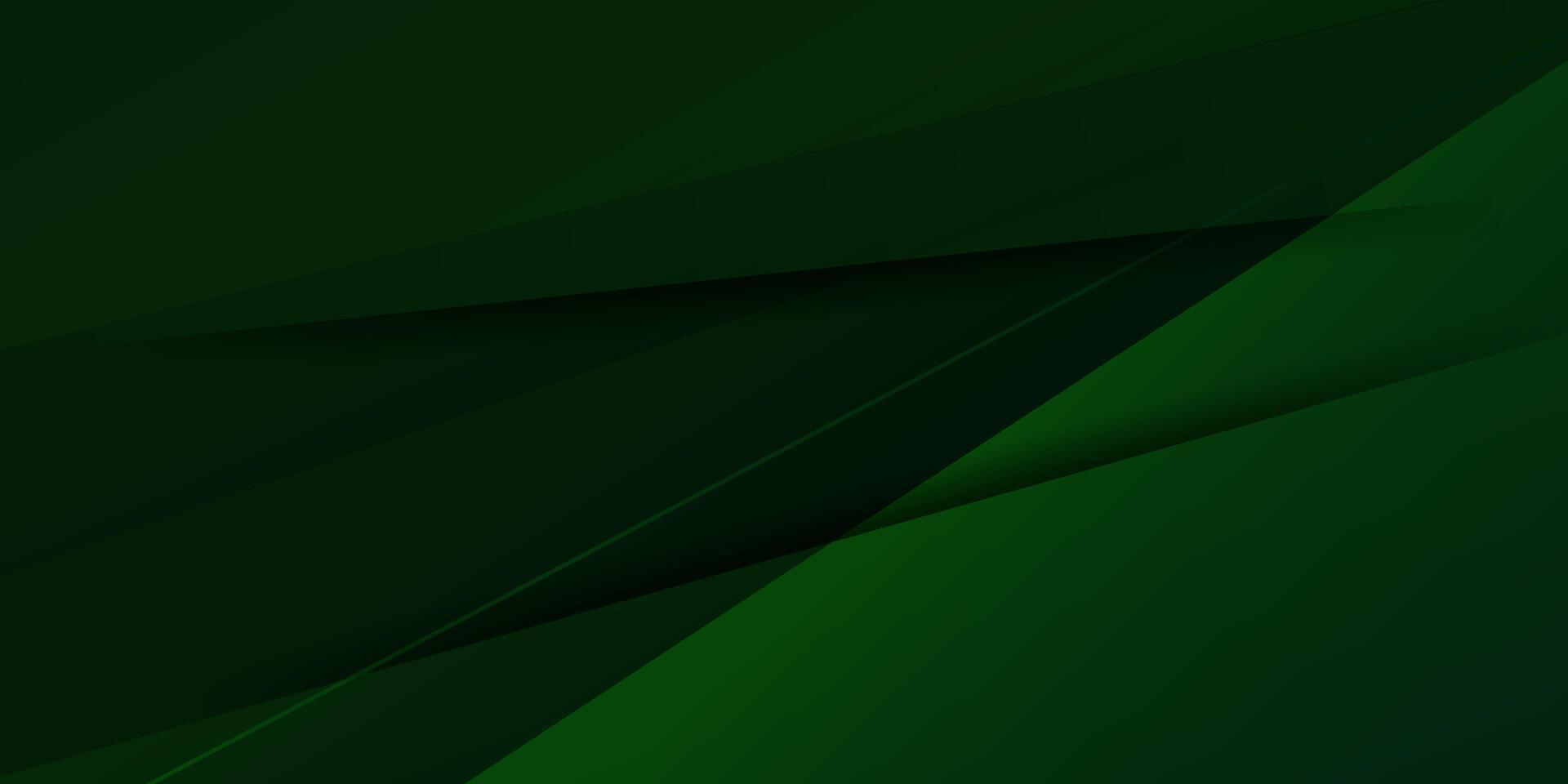 Abstract green triangles overlapping with shadow background. Dark green background elements. Eps10 vector