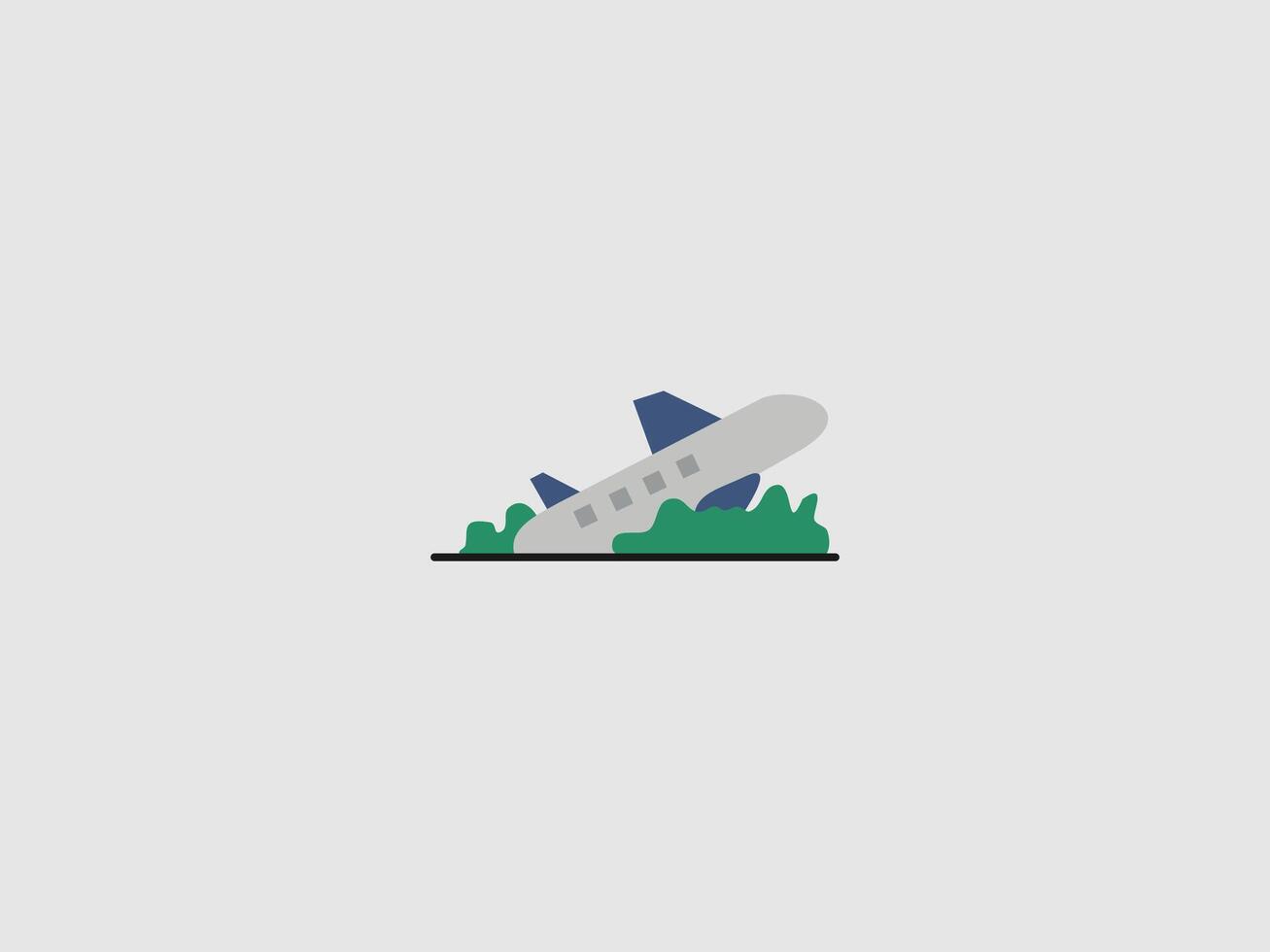 a cartoon style depiction of a crashed airplane vector