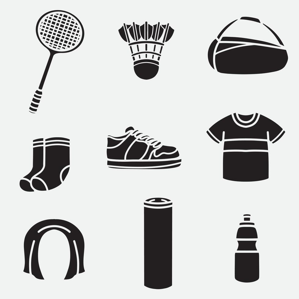 set of badminton good for icon, symbol, element design, silhouette design, etc vector
