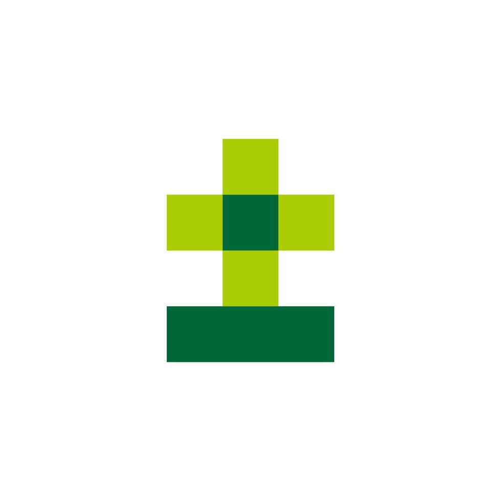 simple pixel plus medical green logo vector