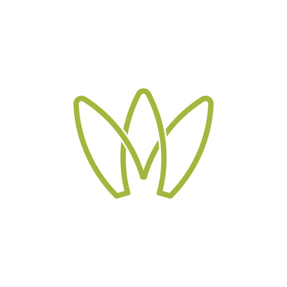 letter m three leaves lines simple geometric logo vector