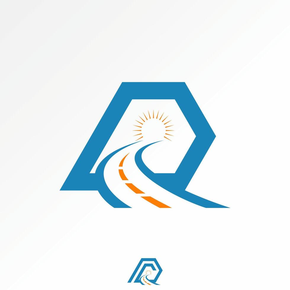 initial D italic font road with rays at the end monogram street car transport vector