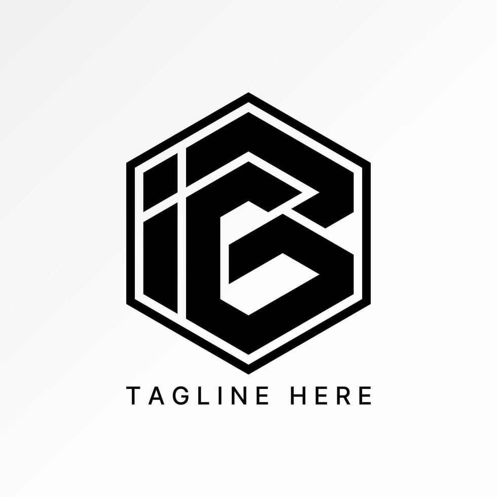 initial IBG IGB font hexagon cut monogram sport tech gaming industrial brand vector