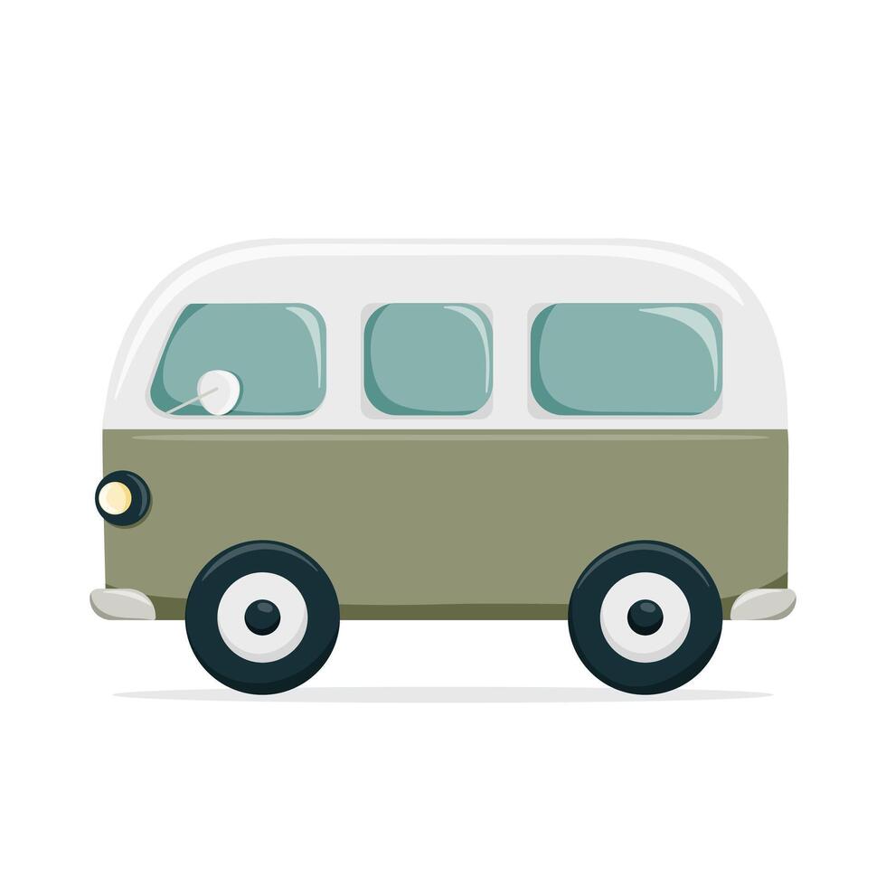 Retro minibus isolated on white background vector