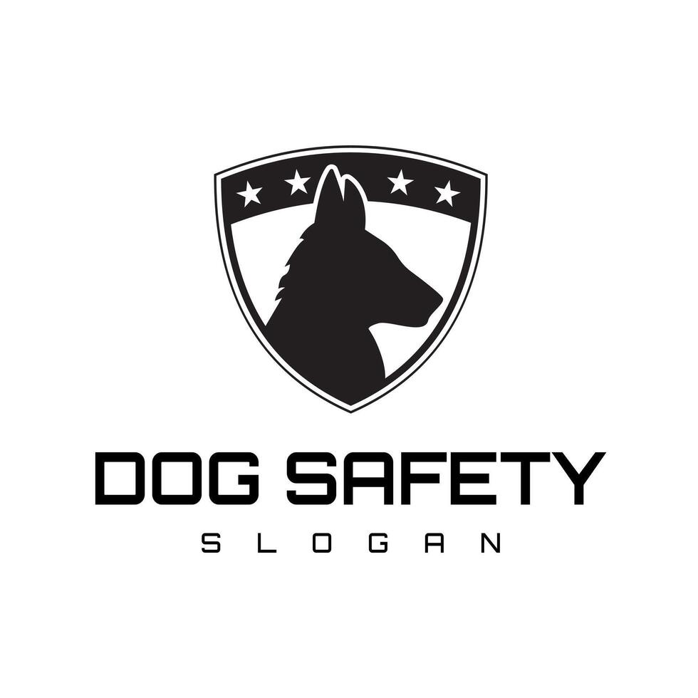 Shepherd Dog Silhouette Shield with Star Security Logo Emblem Design vector