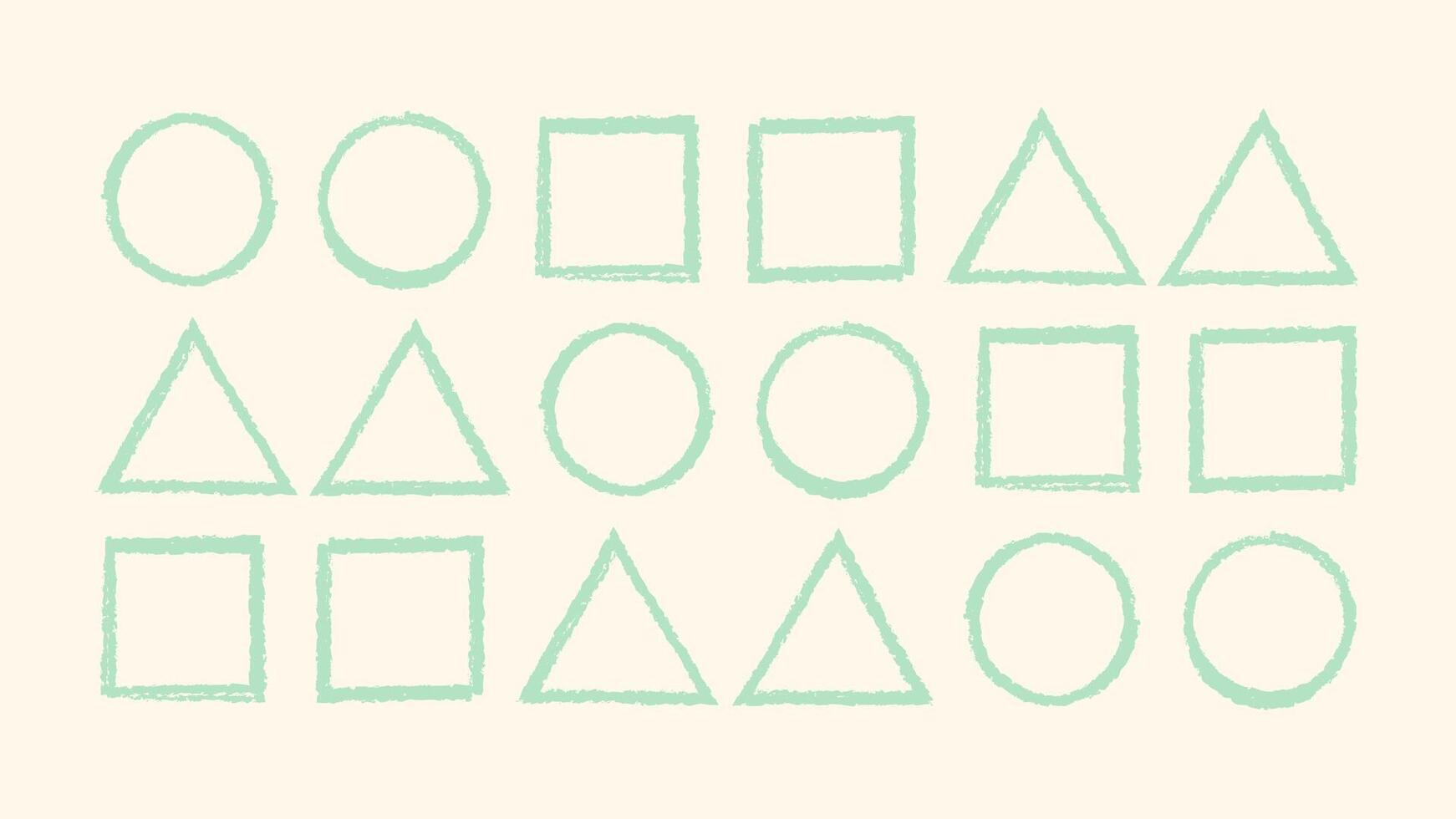 Crayon scribble triangle, round and square shapes. Hand drawn messy line frames. Childlike color brush texture elements. Sketchy doodle set of geometric forms. image vector