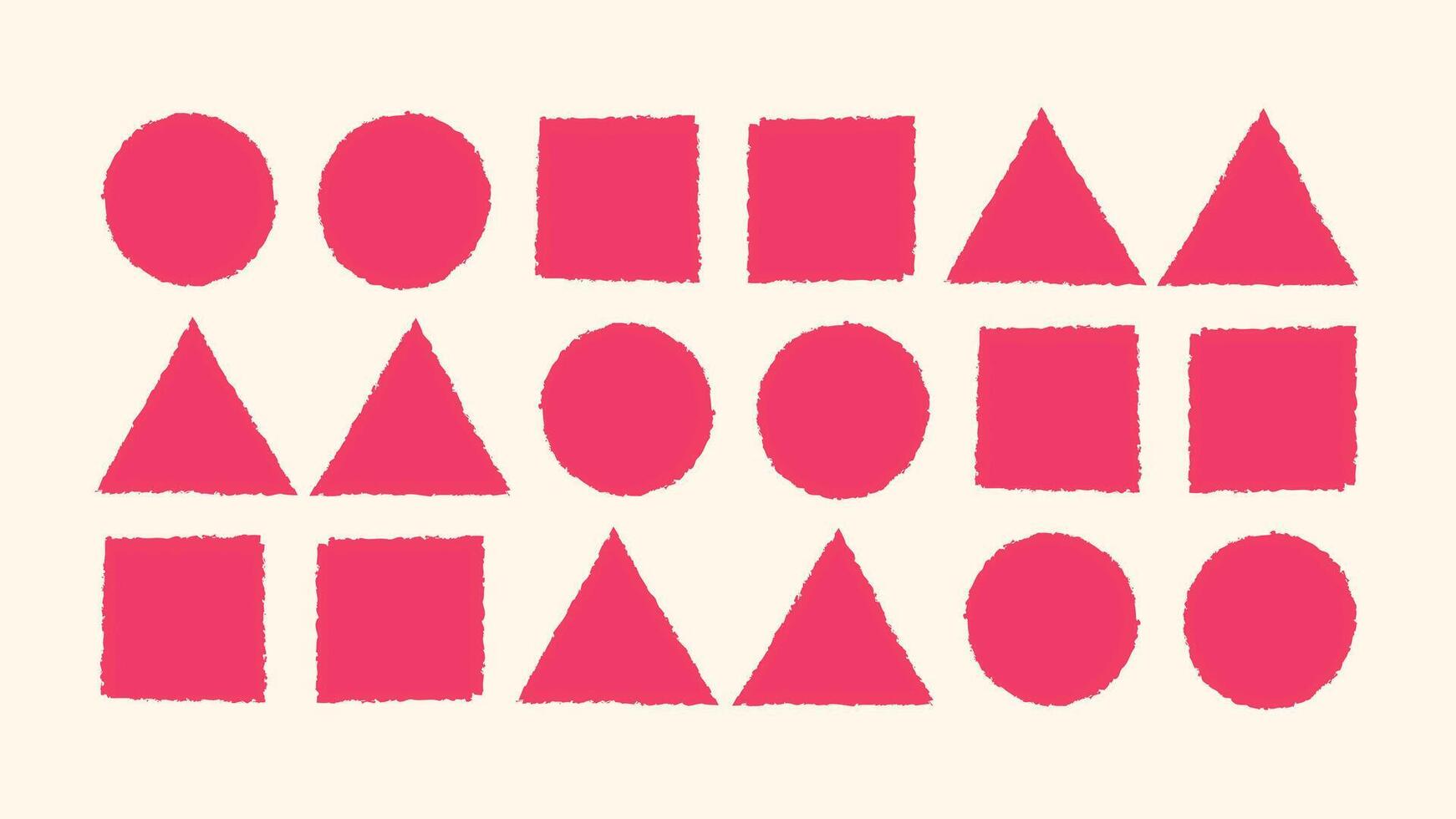 Brush paint frame triangle, circle, square set. Rough grunge stroke shapes, stamp edge borders. Hand drawn texture geometric forms. illustration vector