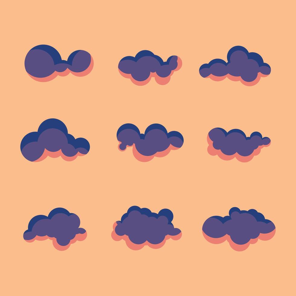set of cloud with sunset or dawn color composition vector