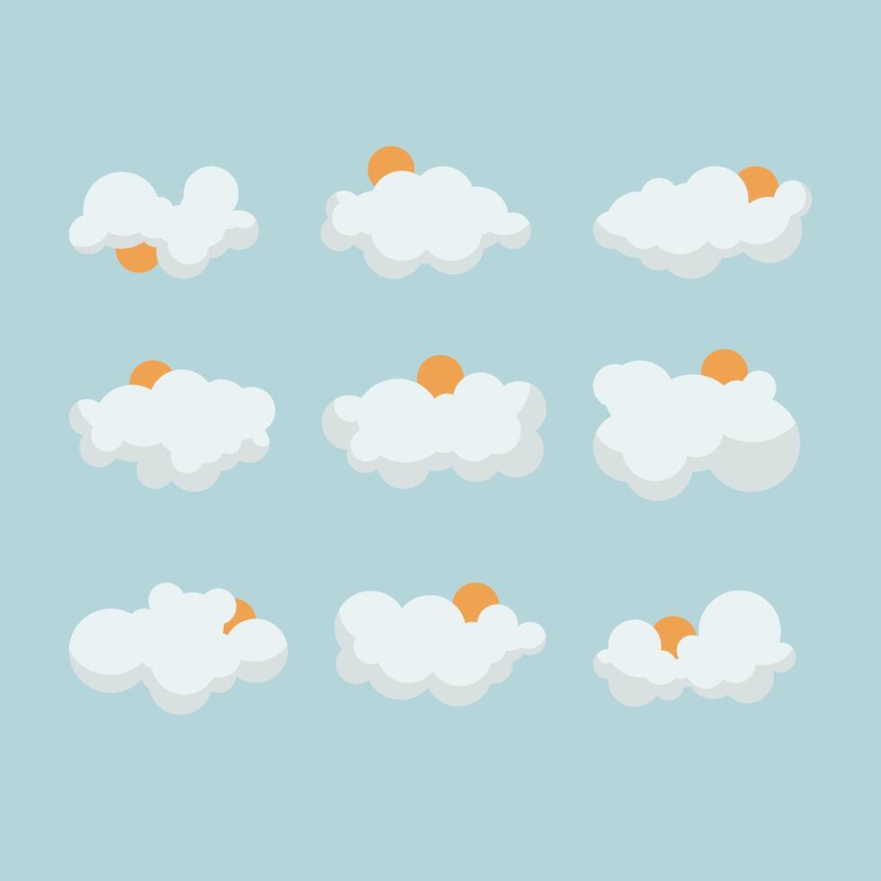 SET ILLUSTRATION OF CLOUD AND SUN vector