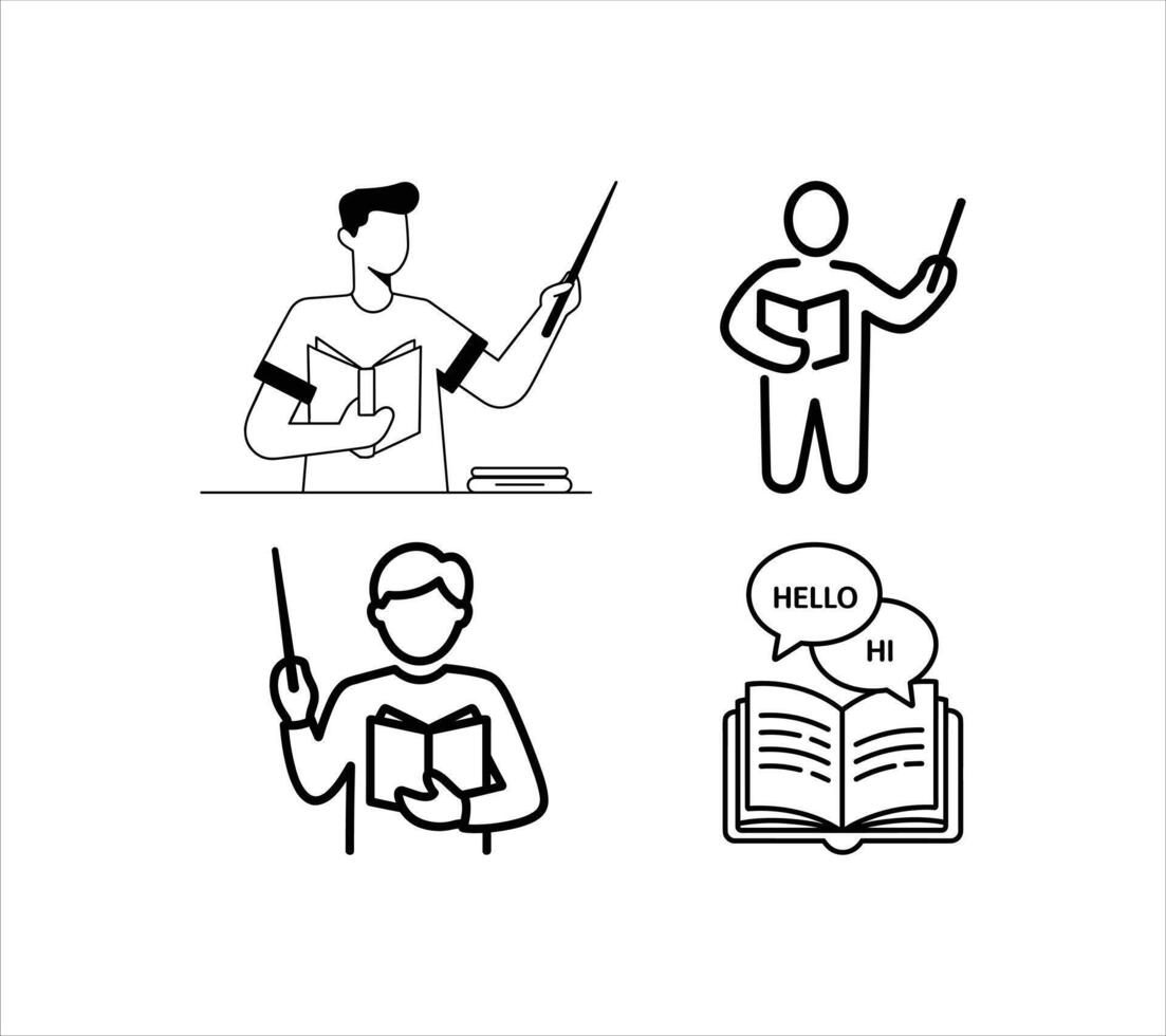 Reading And Teaching Silhouette Art vector