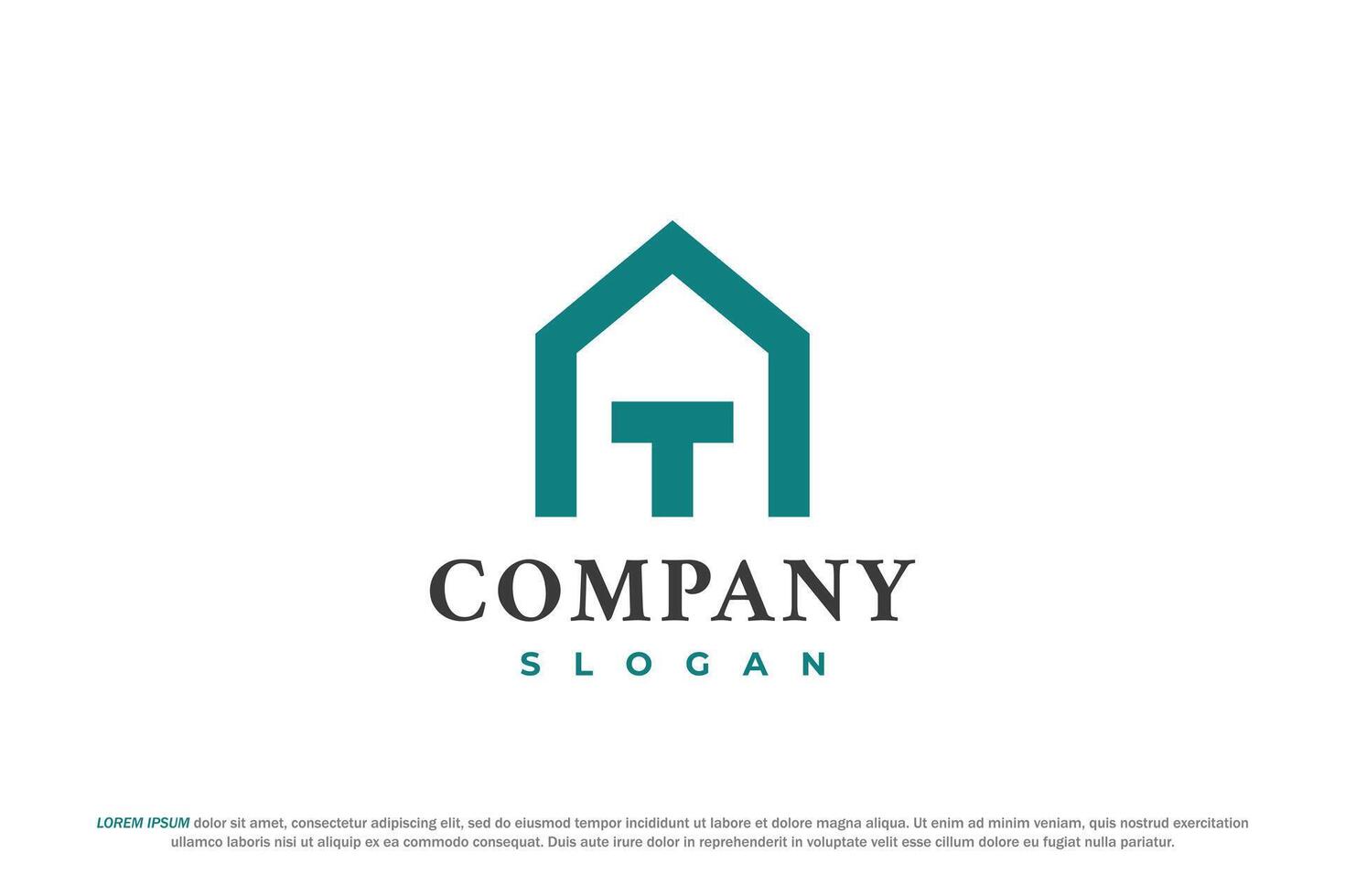 letter a and t minimalist house logo vector