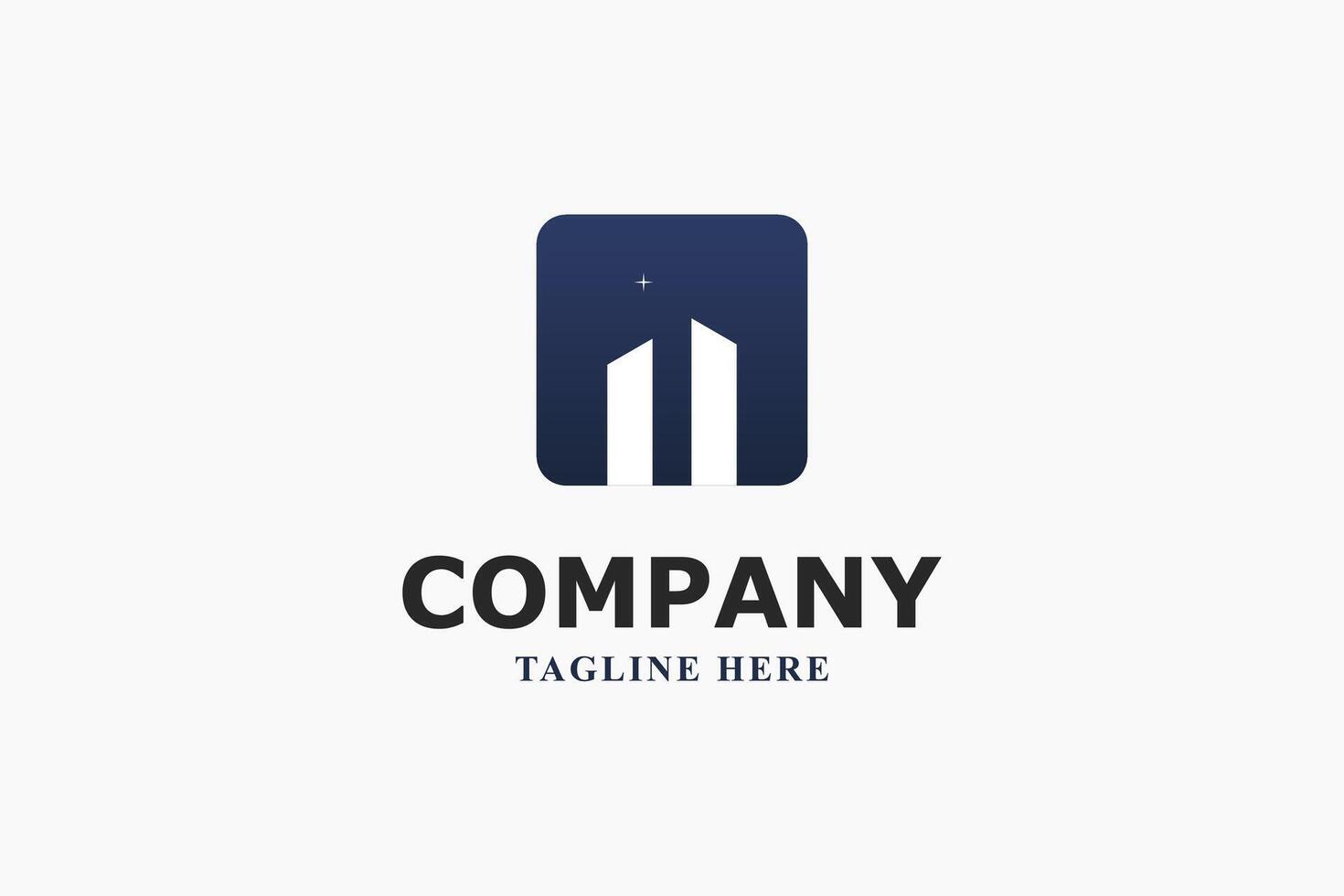 building and city at night logo vector