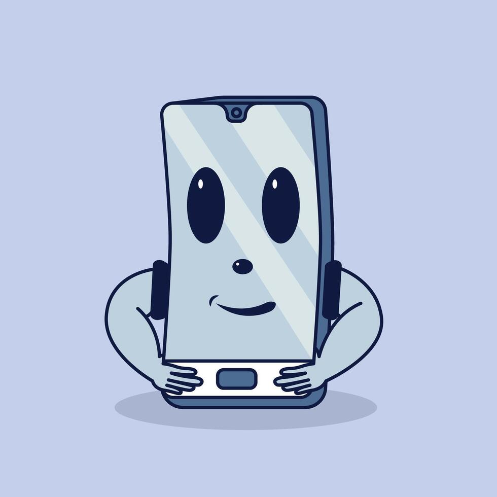 A cartoon phone with eyes and a smile vector
