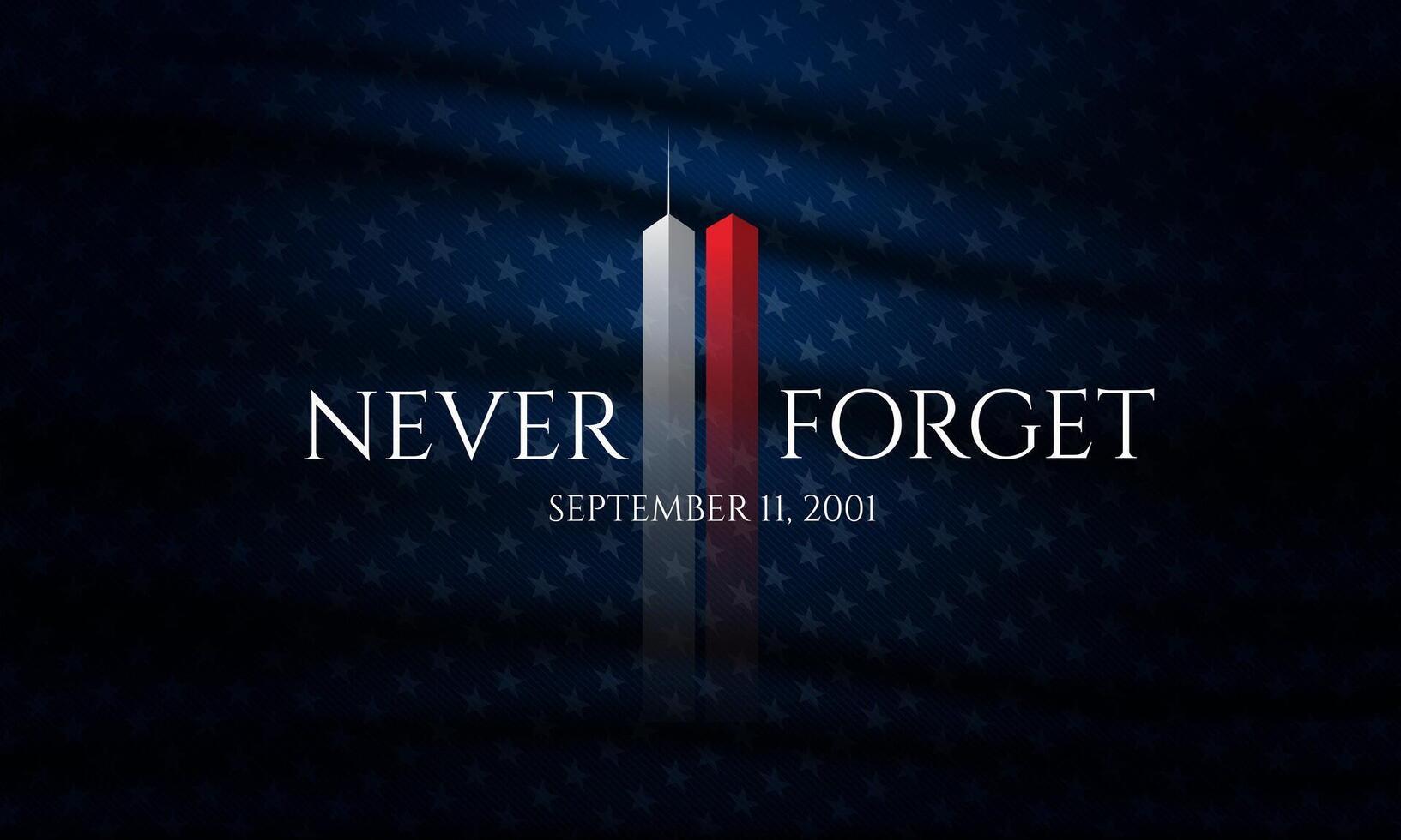 Patriot Day September 11th with large never forget text background illustration vector