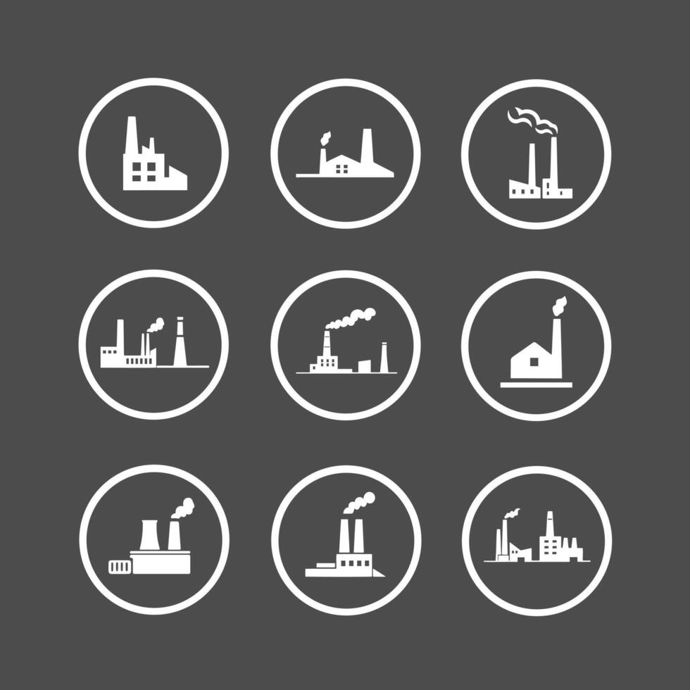 A set of Factory Icons for Manufacturing and Industry vector