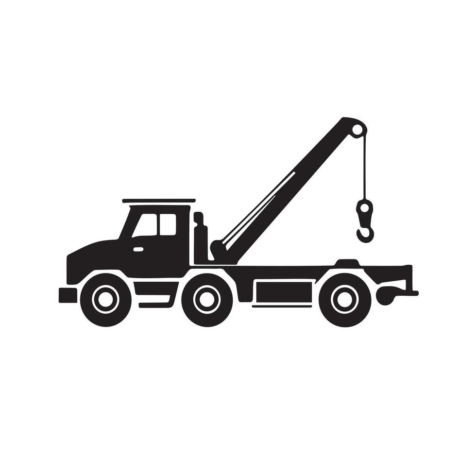 Big tow truck icon silhouette on white background vector
