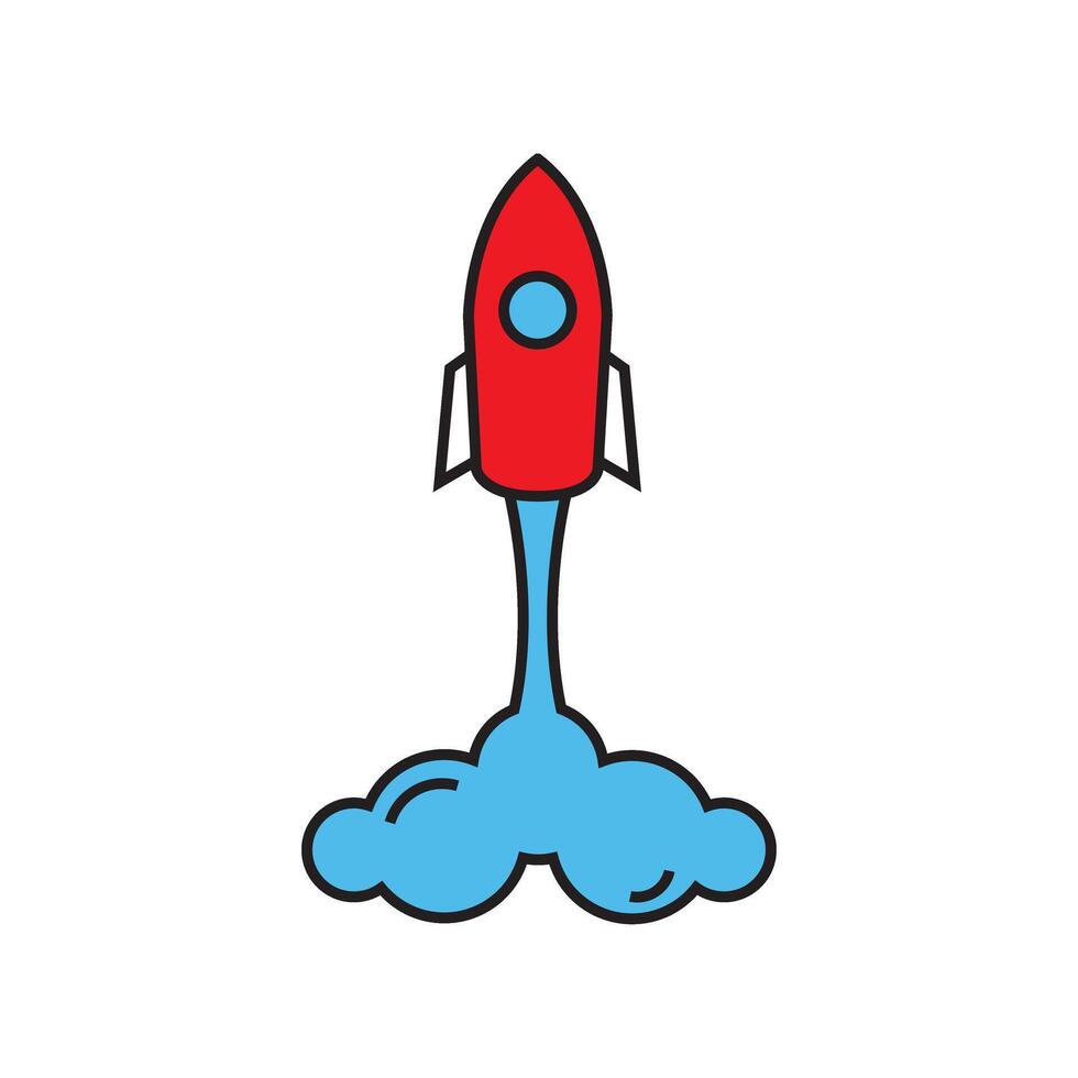 Startup rocket. Start up icon. Rocket launch and smoke. Startup project concept. UI icon. vector