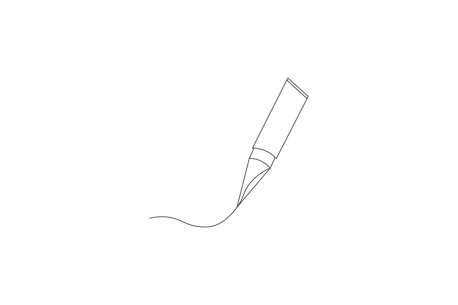 minimalist fountain pen illustration with flowing ink line sketch vector