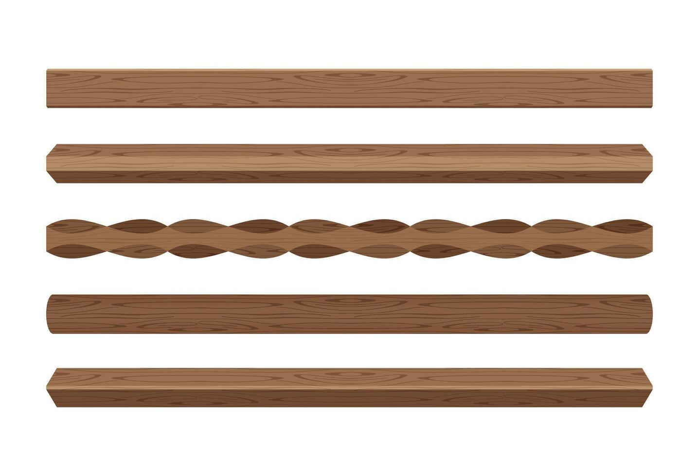 wooden lath different dark brown color isolated on white, wooden slat poles brown, lath wood for home decoration, wood slat posts, set of vertical slats plank, lumber wood brown, beautiful wooden dark vector