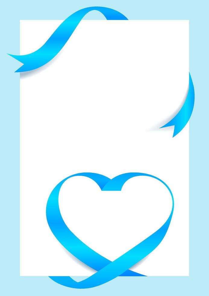 Ribbon Heart Shape Light blue Mock-Up for A4 size Banner Background, Greeting card, Gift Voucher and Certificate Background, vector