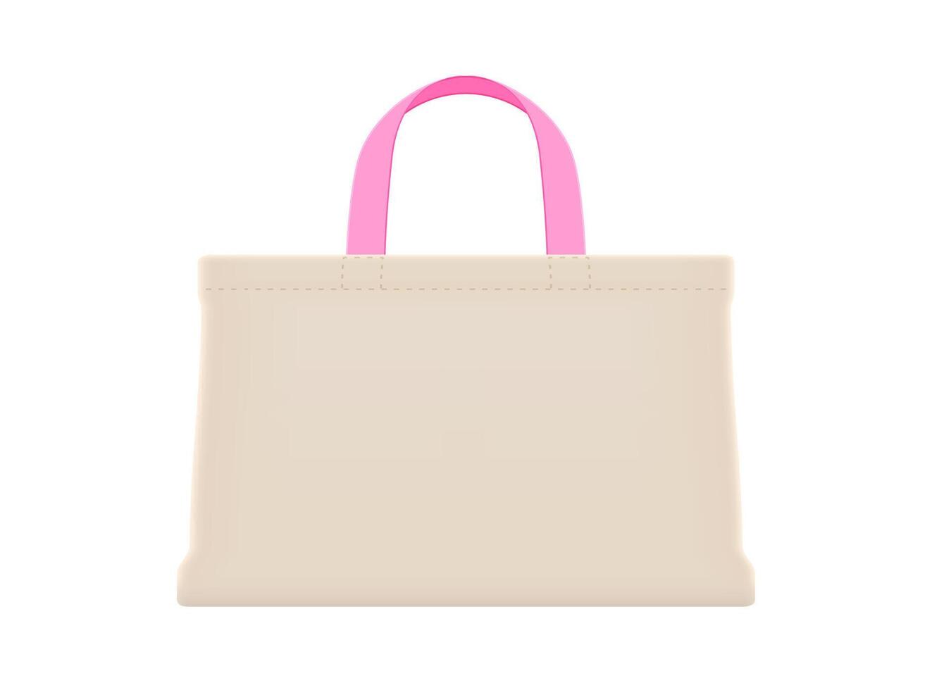 tote bag with pink handle, cloth bags blank, cotton yarn cloth bags illustration, fabric cloth bag empty for design vector