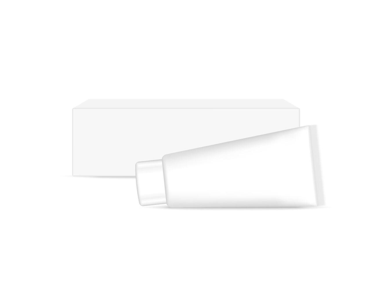 tube and box mock-up for toothpaste packaging design, tubes white front the boxes for package template design vector